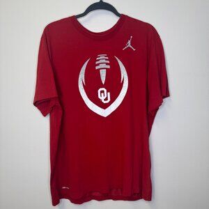 Nike Jordan Oklahoma Sooners Football Graphic Tee Dri-Fit Red Men’s XL OU Logo